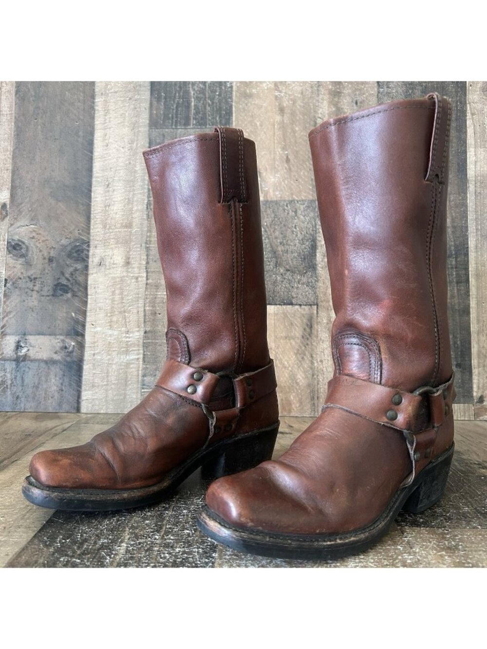Frye 150th Anniversary Buckle Harness Square Toe Boots Womens 6 M